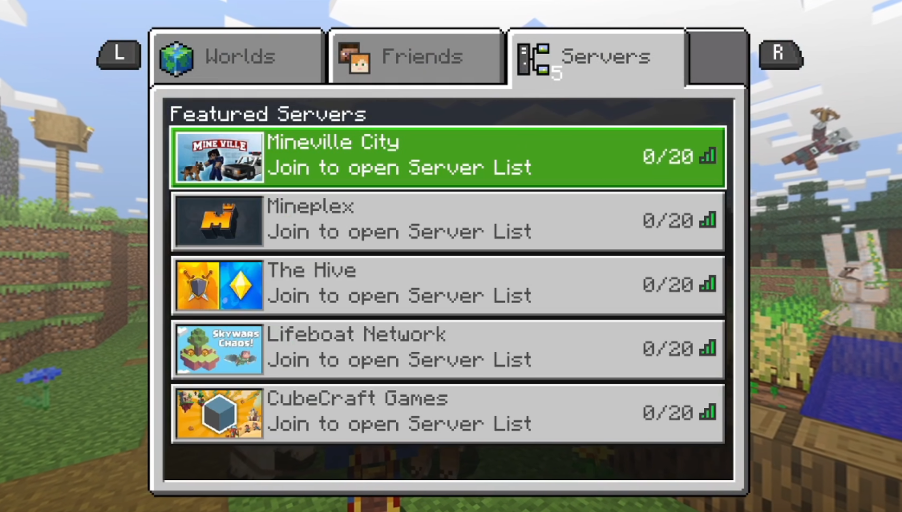 Third-party Minecraft servers on the Nintendo Switch via BedrockConnect.