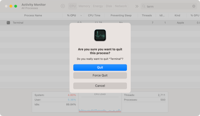 Quit macOS process using Activity Monitor