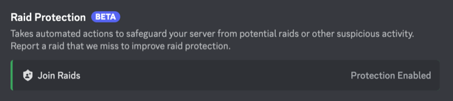 Enable Raid Protection on Discord
