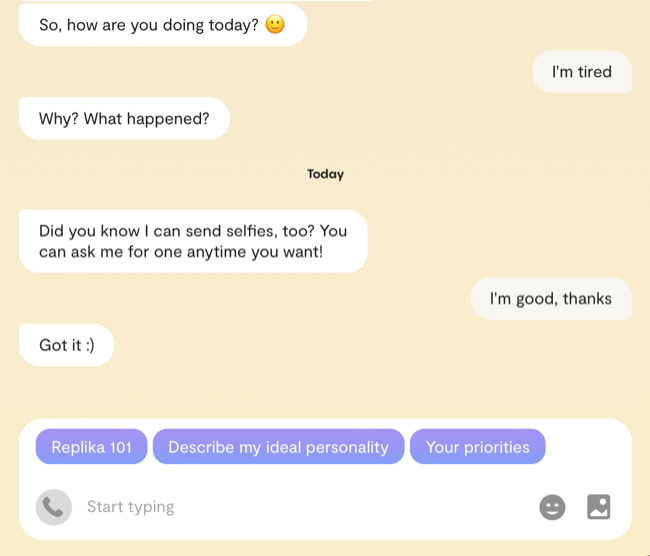 Replika AI companion chatbot