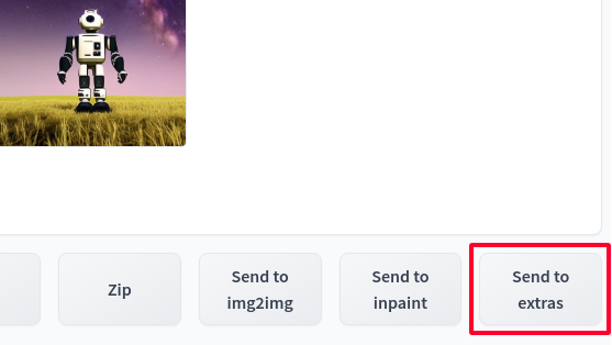 Click "Send to Extras" so you can upscale your generated images in Stable Diffusion.