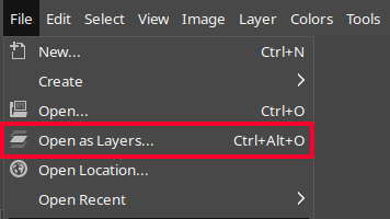 Click "File" in GIMP and select "Open as Layers."