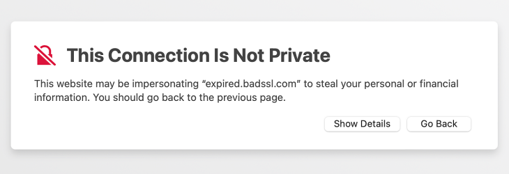 This connection is not private error in Safari