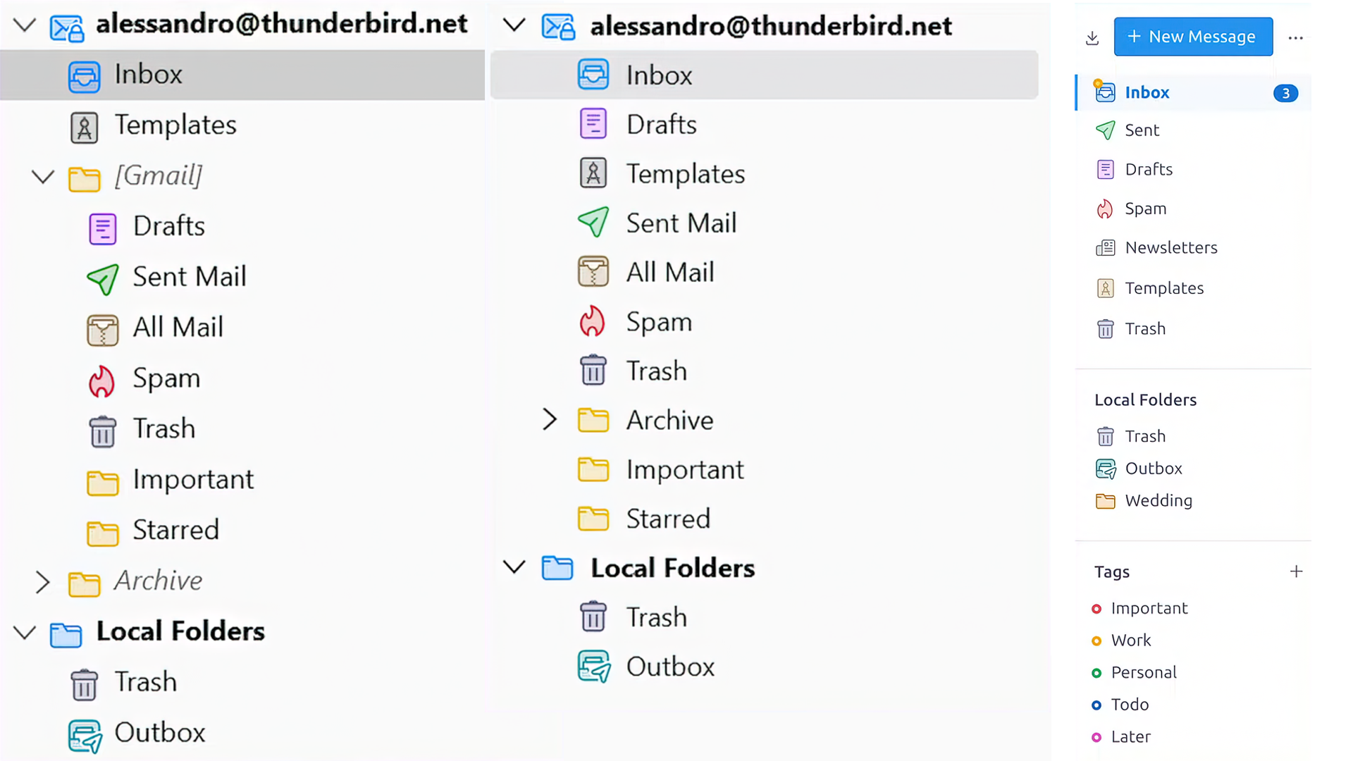 Screenshots of folder panes