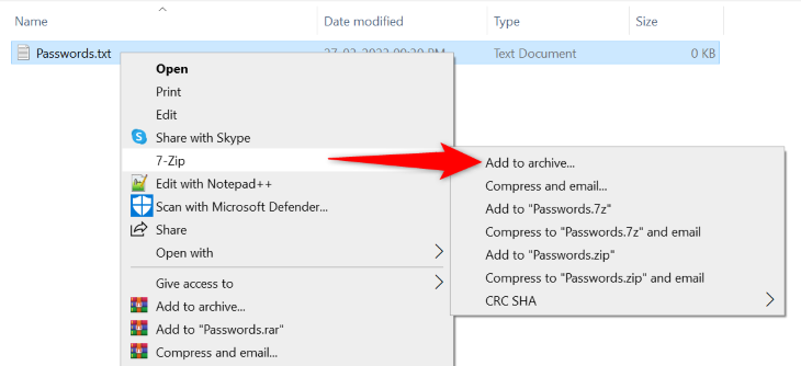 Select 7-Zip &gt; Add to Archive.