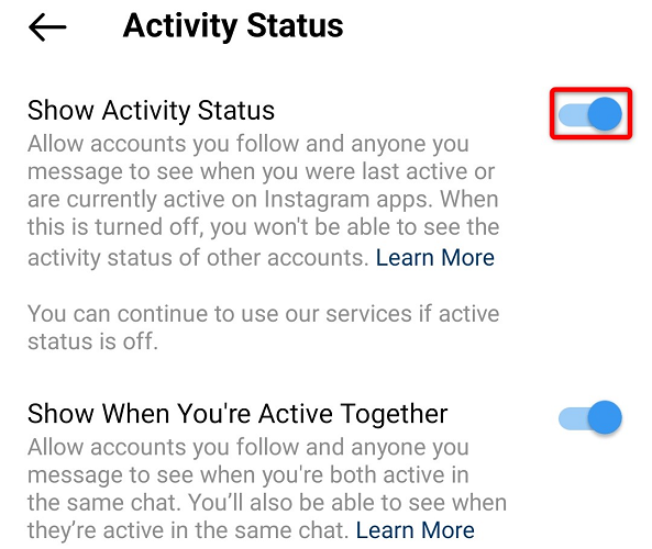 Activate "Show Activity Status."