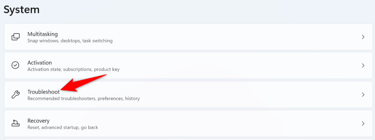 Select &ldquo;Troubleshoot&rdquo; in the menu.
