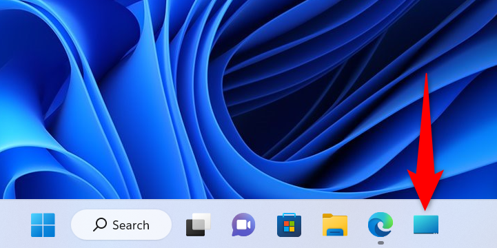 A custom "Show Desktop" icon in the Windows taskbar.