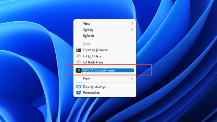 Selecting NVIDIA Control Panel from the desktop context menu