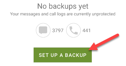 Tap "Set Up a Backup."