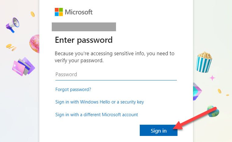 Sign in with Microsoft account,