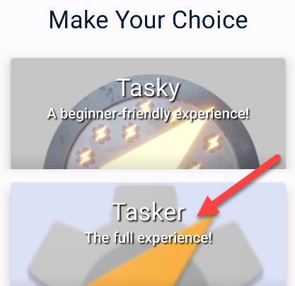 Tap &quot;Tasker.&quot;