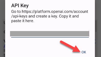 Paste the key and tap &quot;OK.&quot;