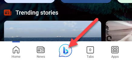 Tap the Bing Chat button.