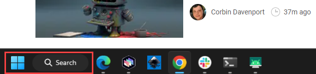 Click the Start button or Search button.