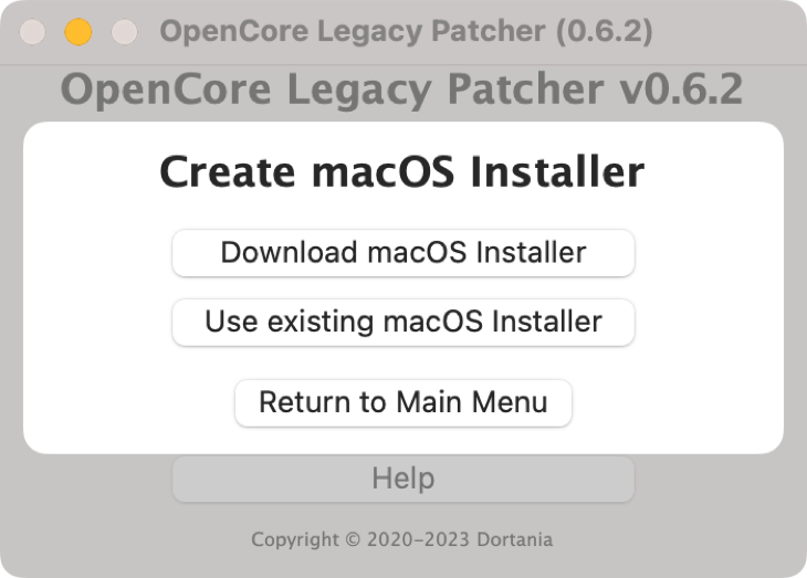 Choose whether to download or use an existing macOS installer
