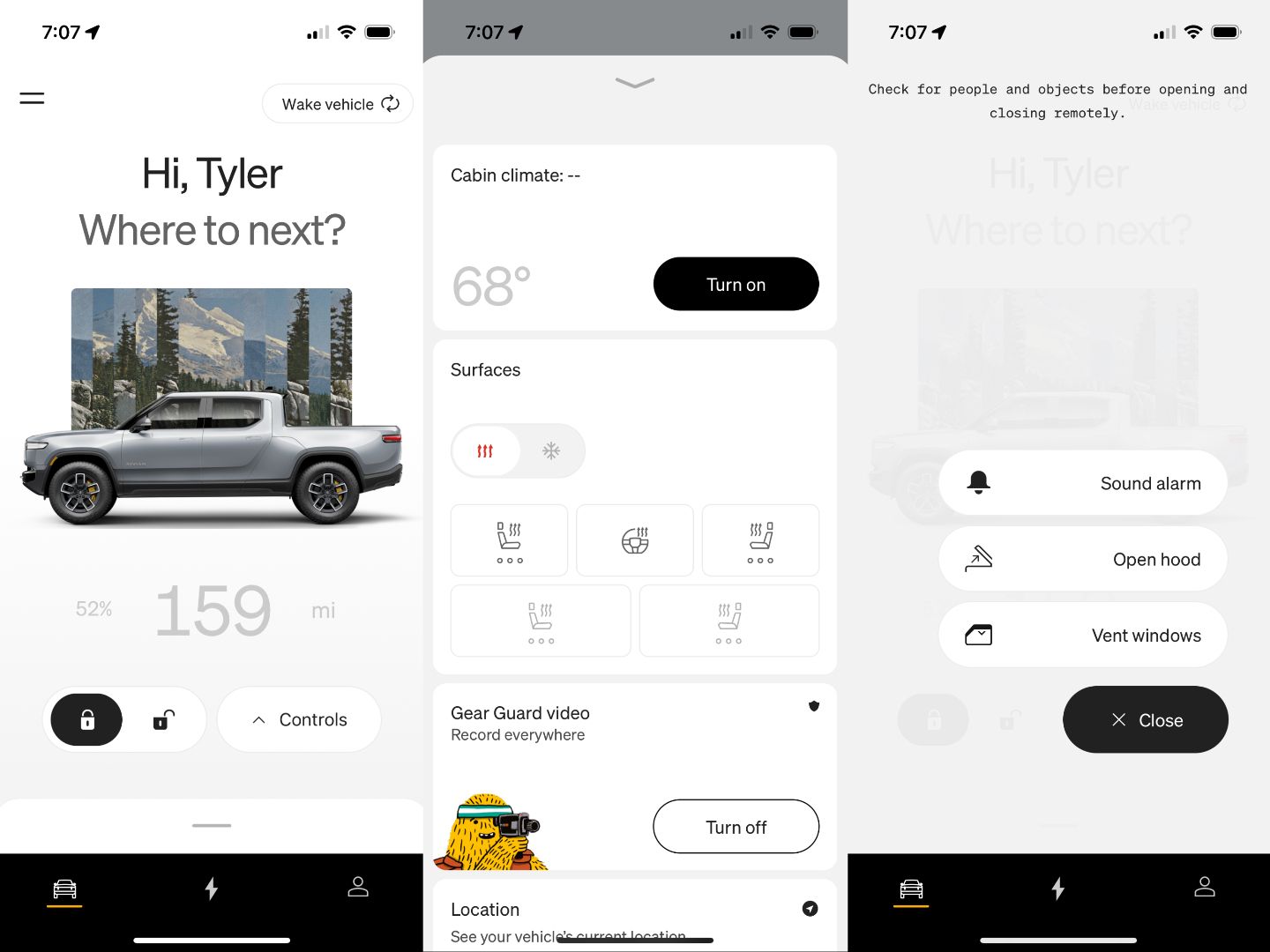 Rivian mobile app