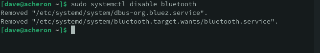 Disabling the bluetooth service