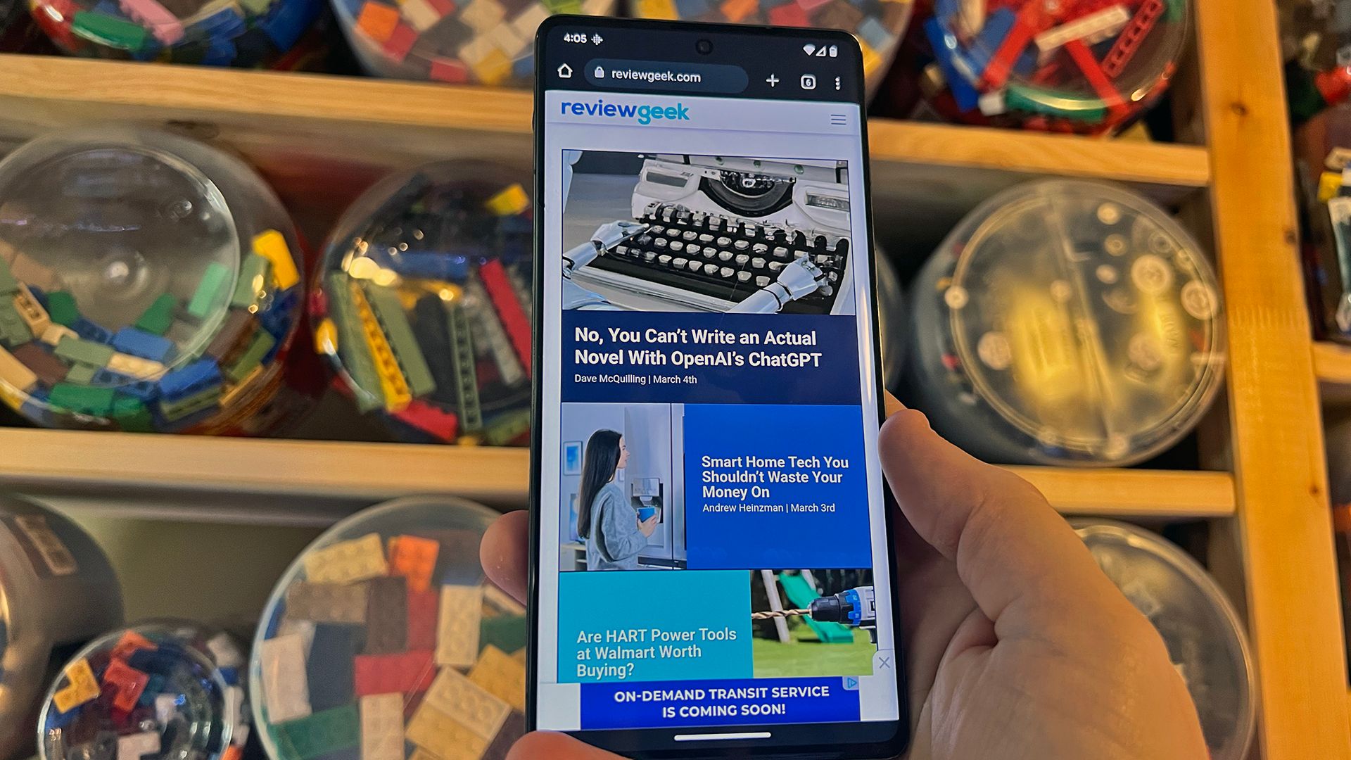 A Pixel 7 Pro in front of some LEGO