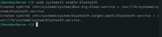 Enabling the bluetooth service
