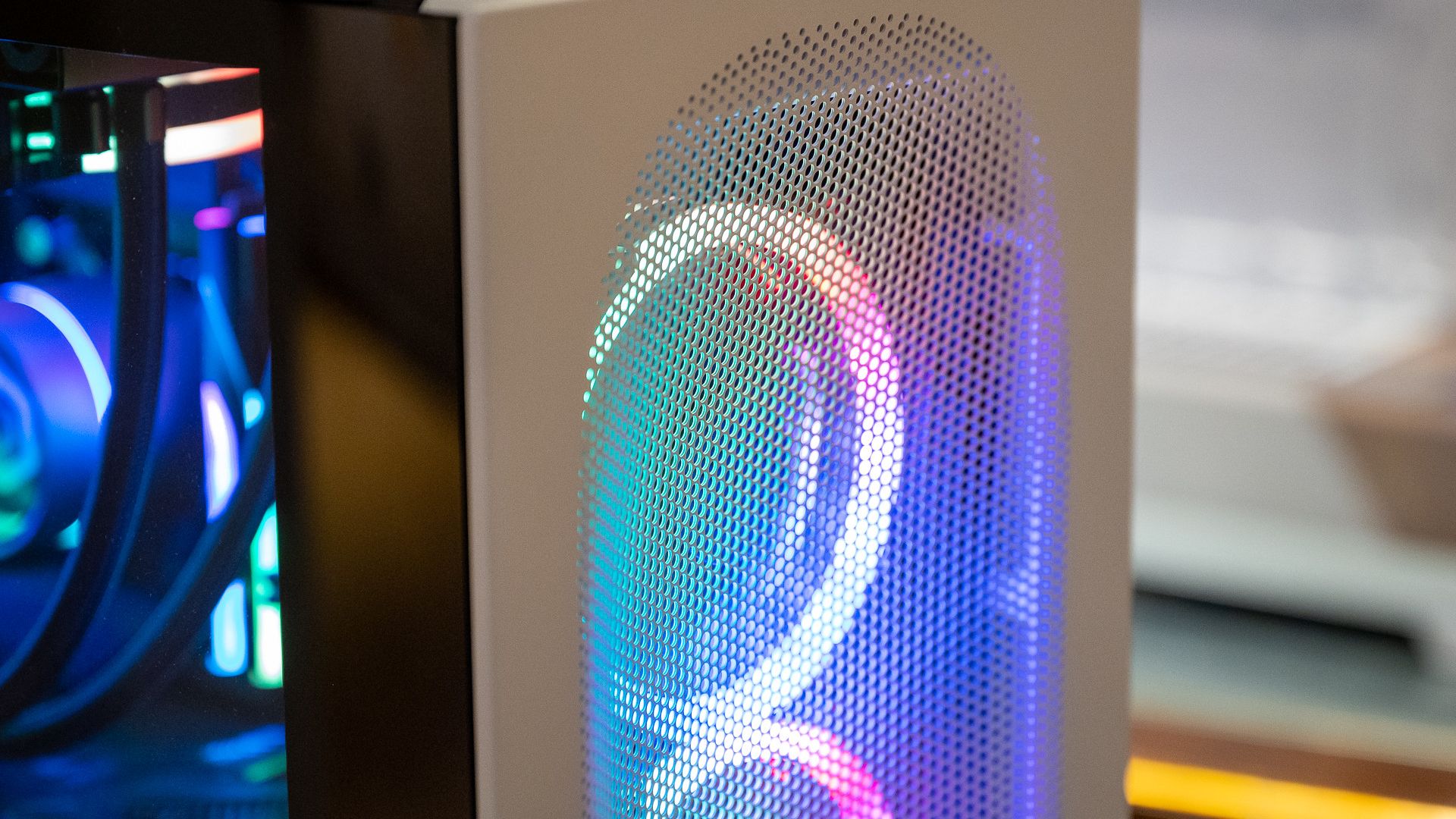 CyberPowerPC Grvty High Airflow Series gaming PC case's RGB fan and vents