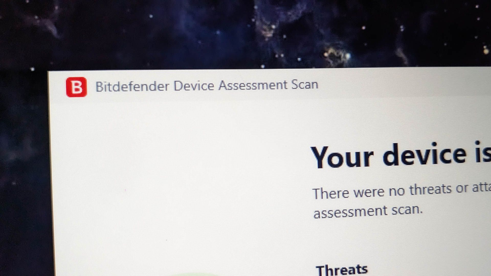 Bitdefender Scan completed on a pc