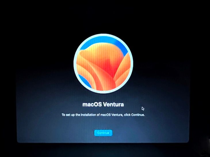Start installing macOS Ventura