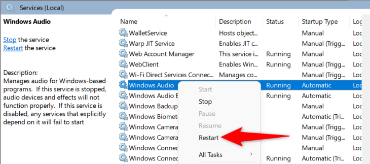 Select &ldquo;Restart&rdquo; in the menu.