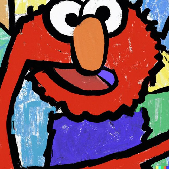 Elmo in the style of Pablo Picasso courtesty of OpenAI DALL-E 2