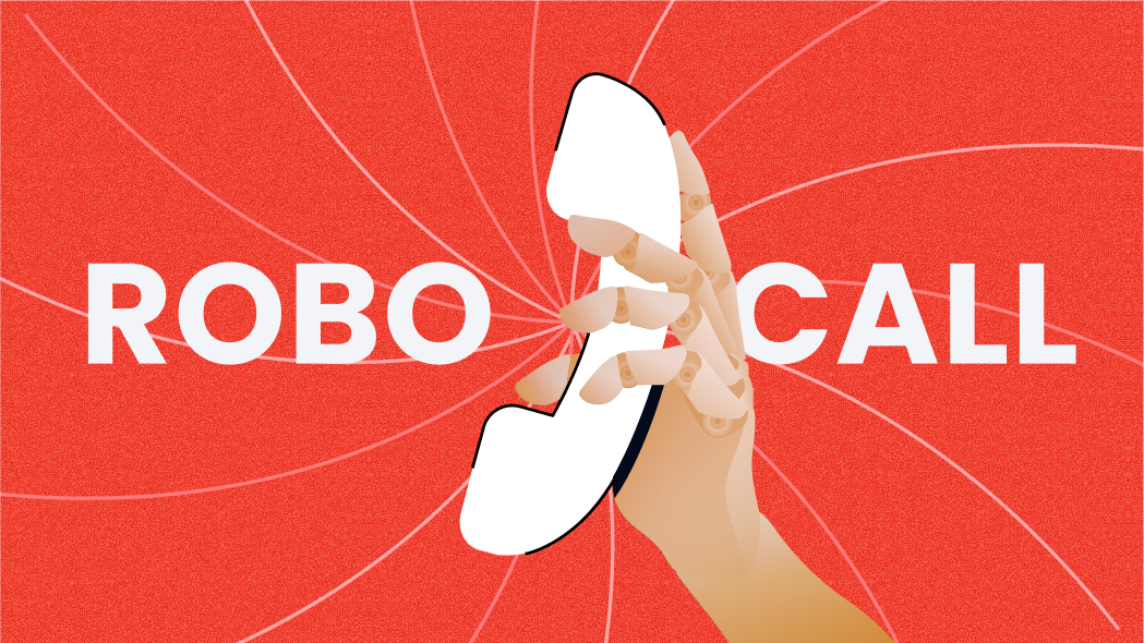 Drawing of a person holding a telephone with the words &ldquo;Robo Call&rdquo; written behind it