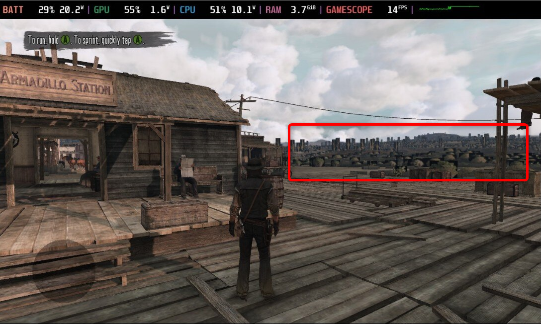 Graphical glitches in Red Dead Redemption emulated on SteamOS.