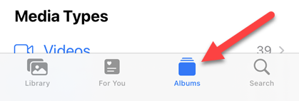 "Albums" folder in iPhone Photos.