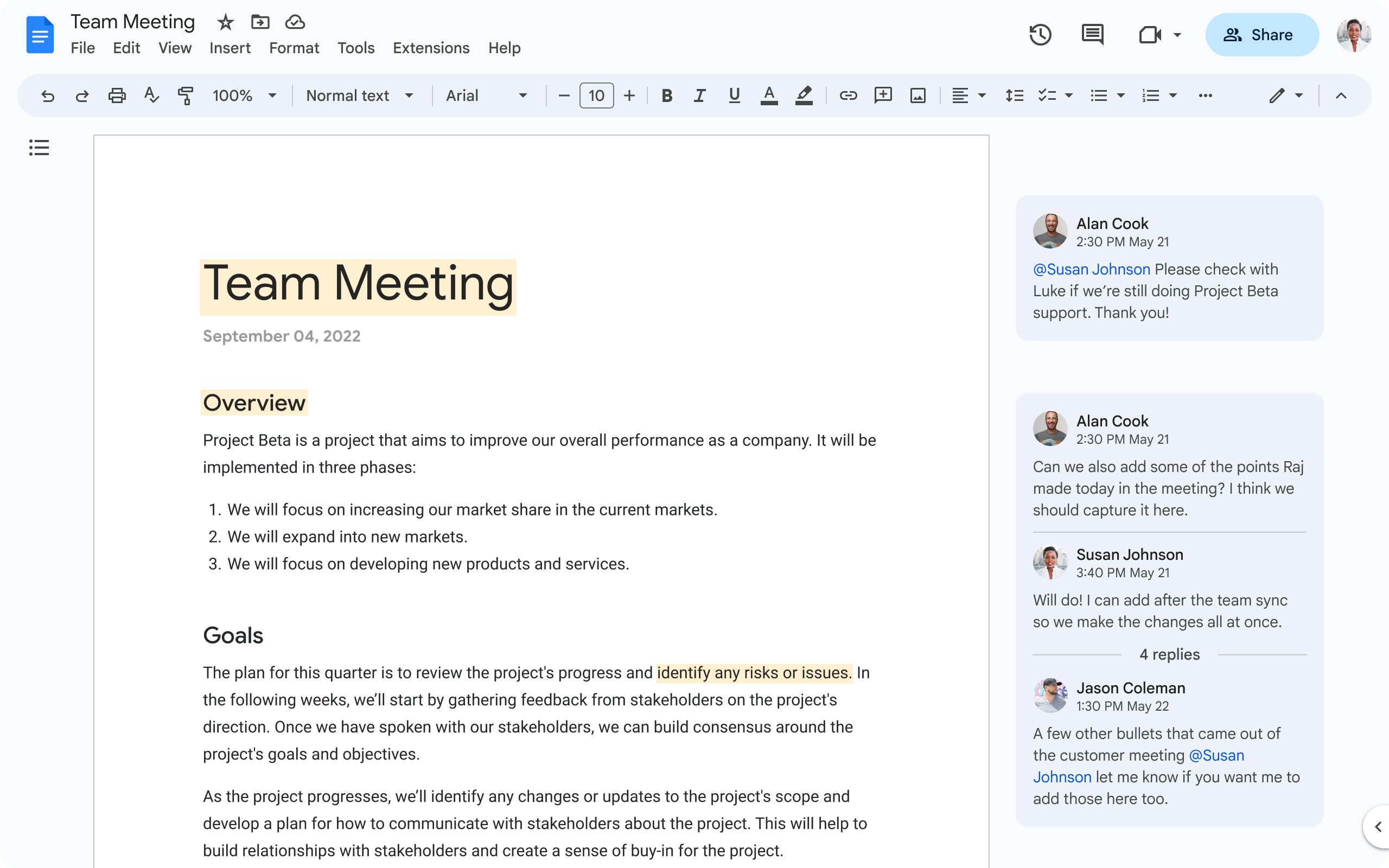 Google Docs screenshot
