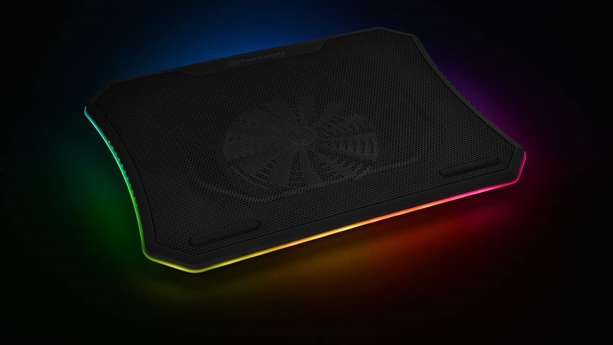 Thermaltake cooling pad in dark with RGB lights