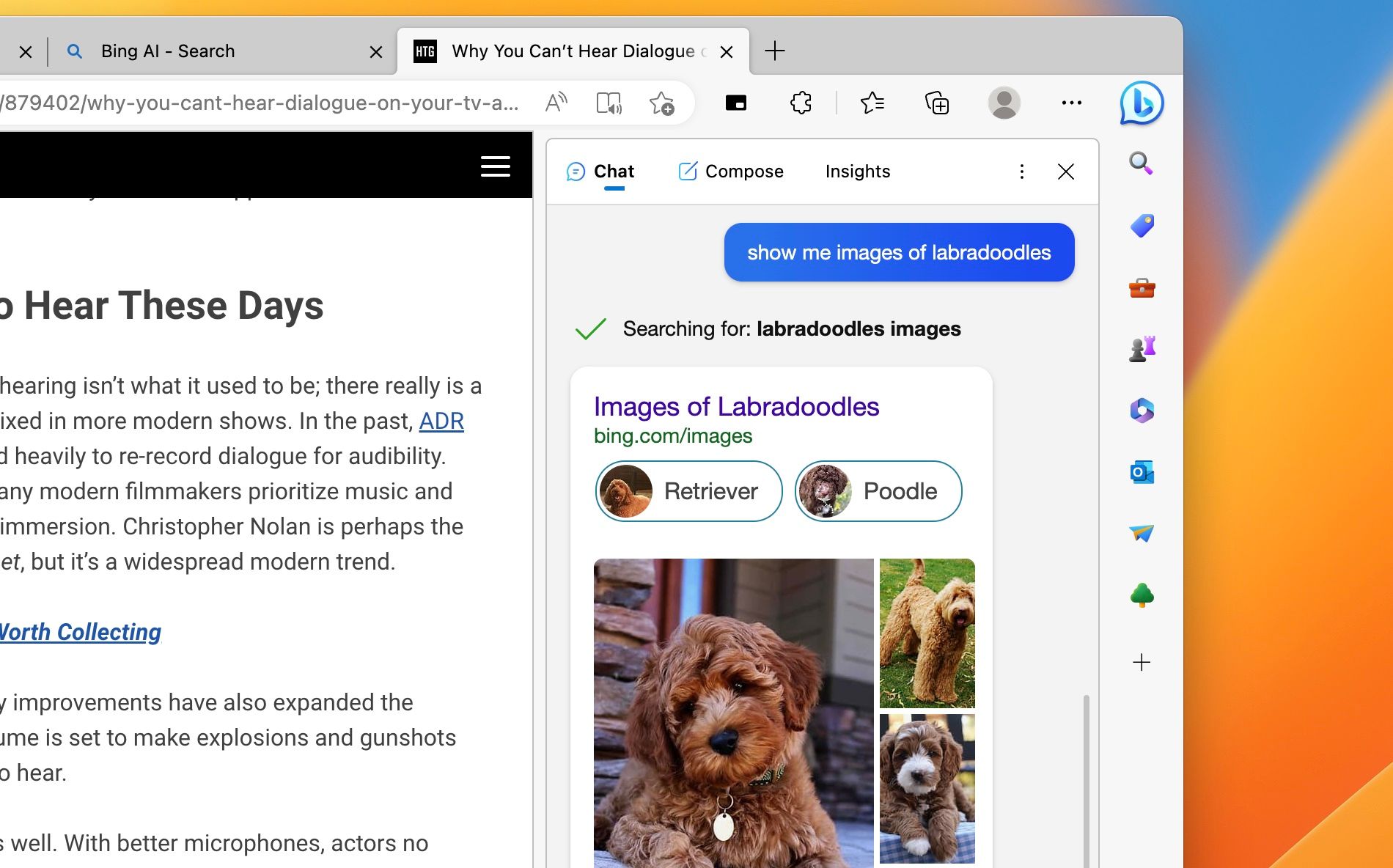 Image search in Bing Chat