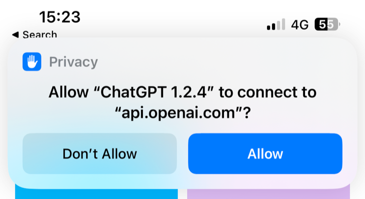 Grant your shortcut access to OpenAI's server