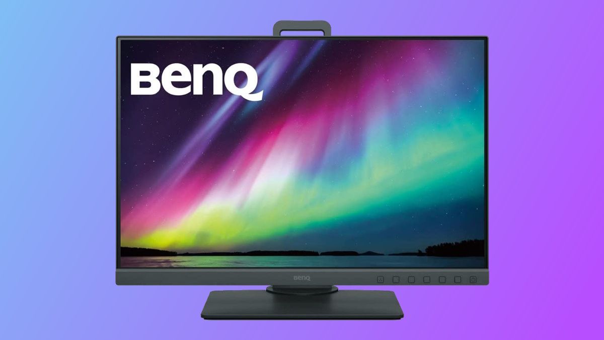 BenQ monitor on blue and purple background