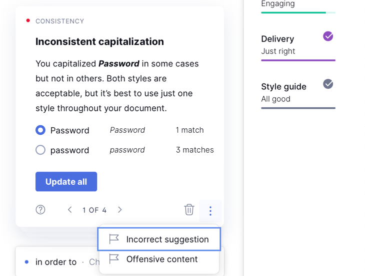 Grammarly suggests capitalizing a word more consistently throughout the article