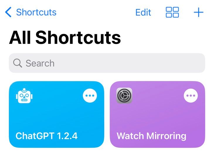 ChatGPT 1.2.4 shortcut within Apple's Shortcuts app