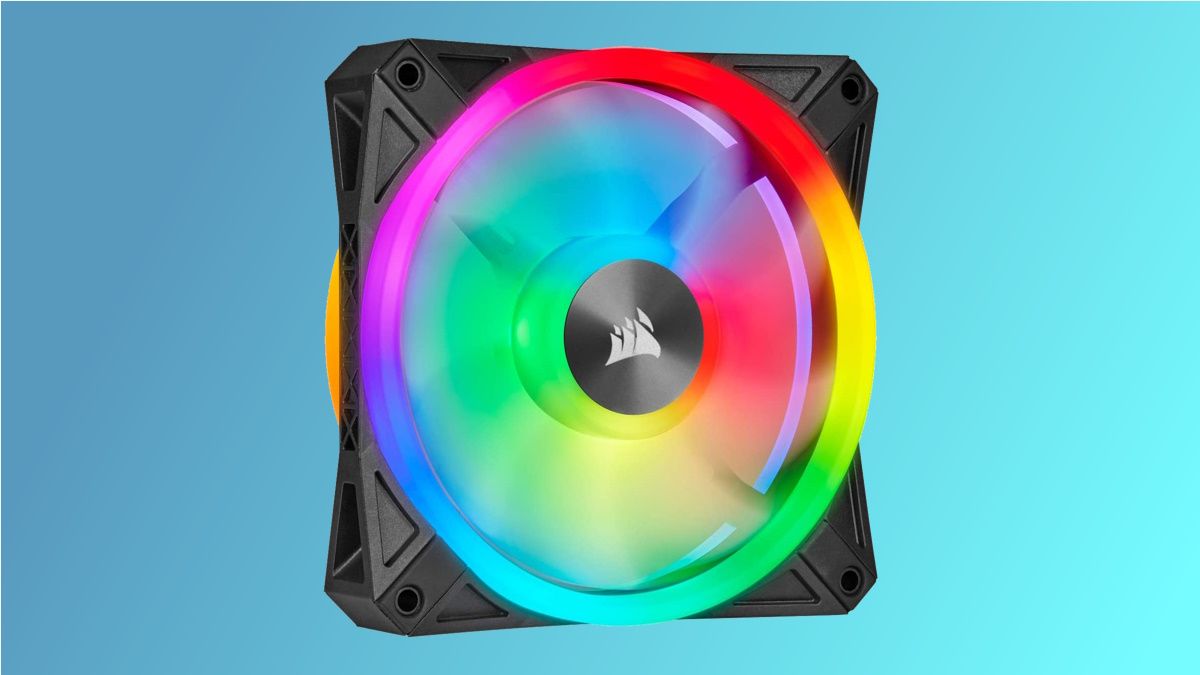 Corsair QL RGB fan on blue background