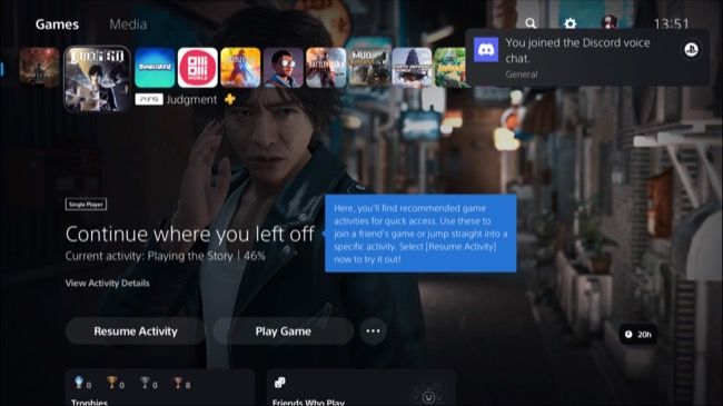 Discord voice chat notification on PS5 dashboard