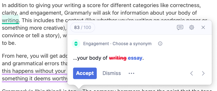 Grammarly makes a poor suggestion