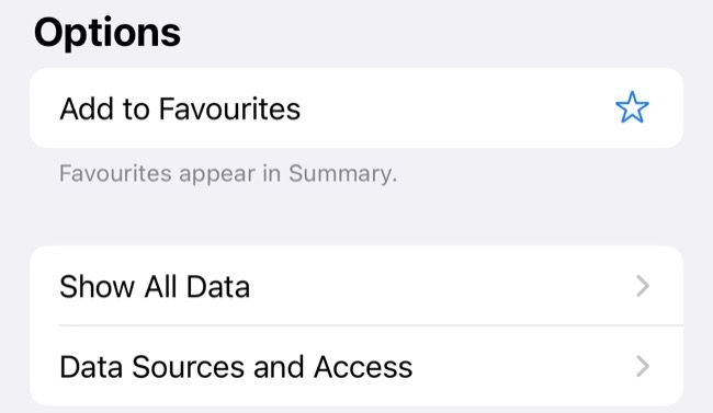 Show All Data option in Apple Health