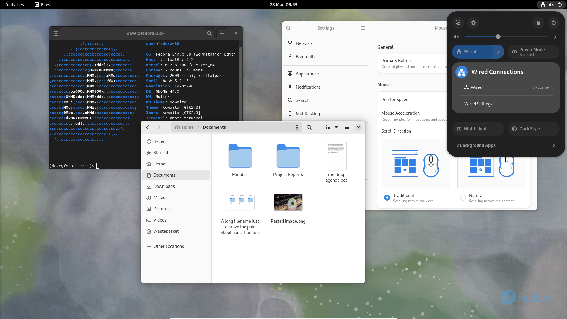 Fedora 38 GNOME desktop