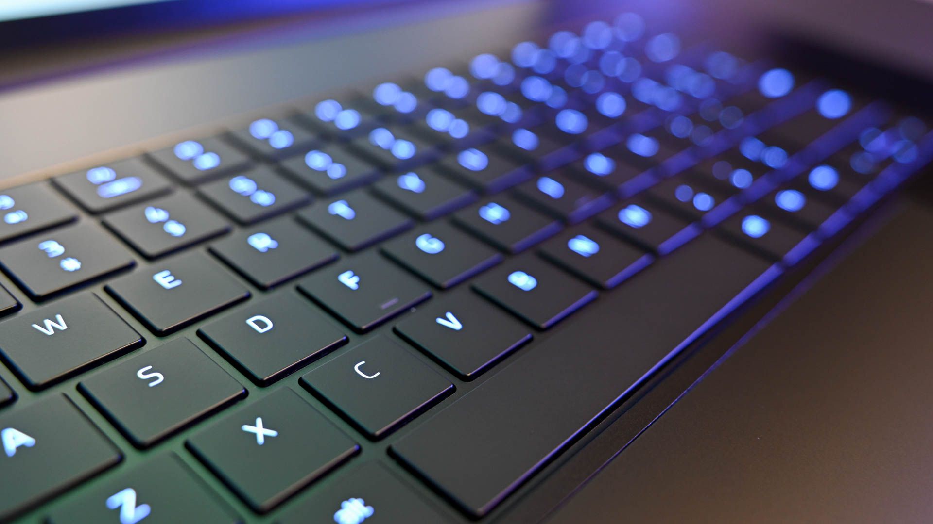 Illuminated keyboard on the Razer Blade 18.