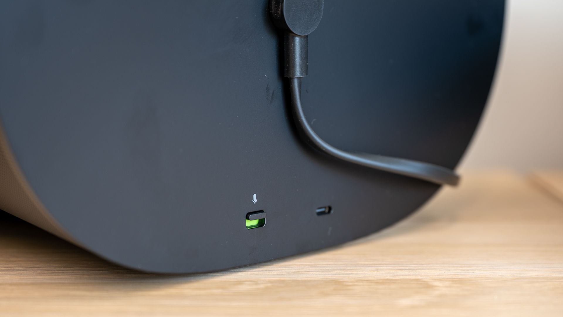 Mute switch, USB-C port, and power cable on the back of the Sonos Era 300