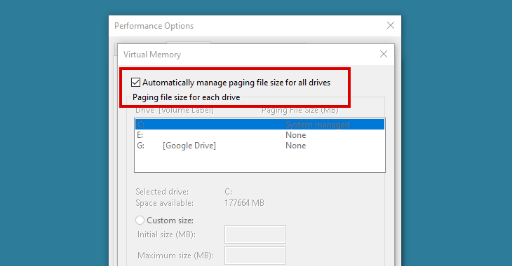 changing the page file size in Windows