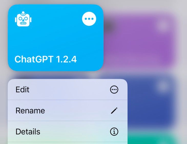 Rename your ChatGPT shortcut in the Shortcuts