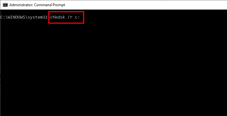 running check disk in command prompt