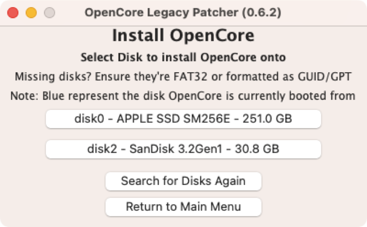 Install OpenCore to your main Mac drive